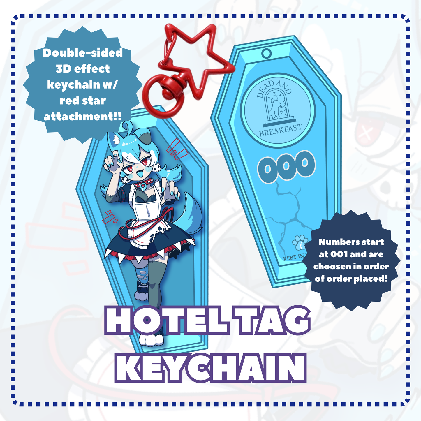 [PRE-ORDER] 3D Hotel Tag Keychain - BLUE
